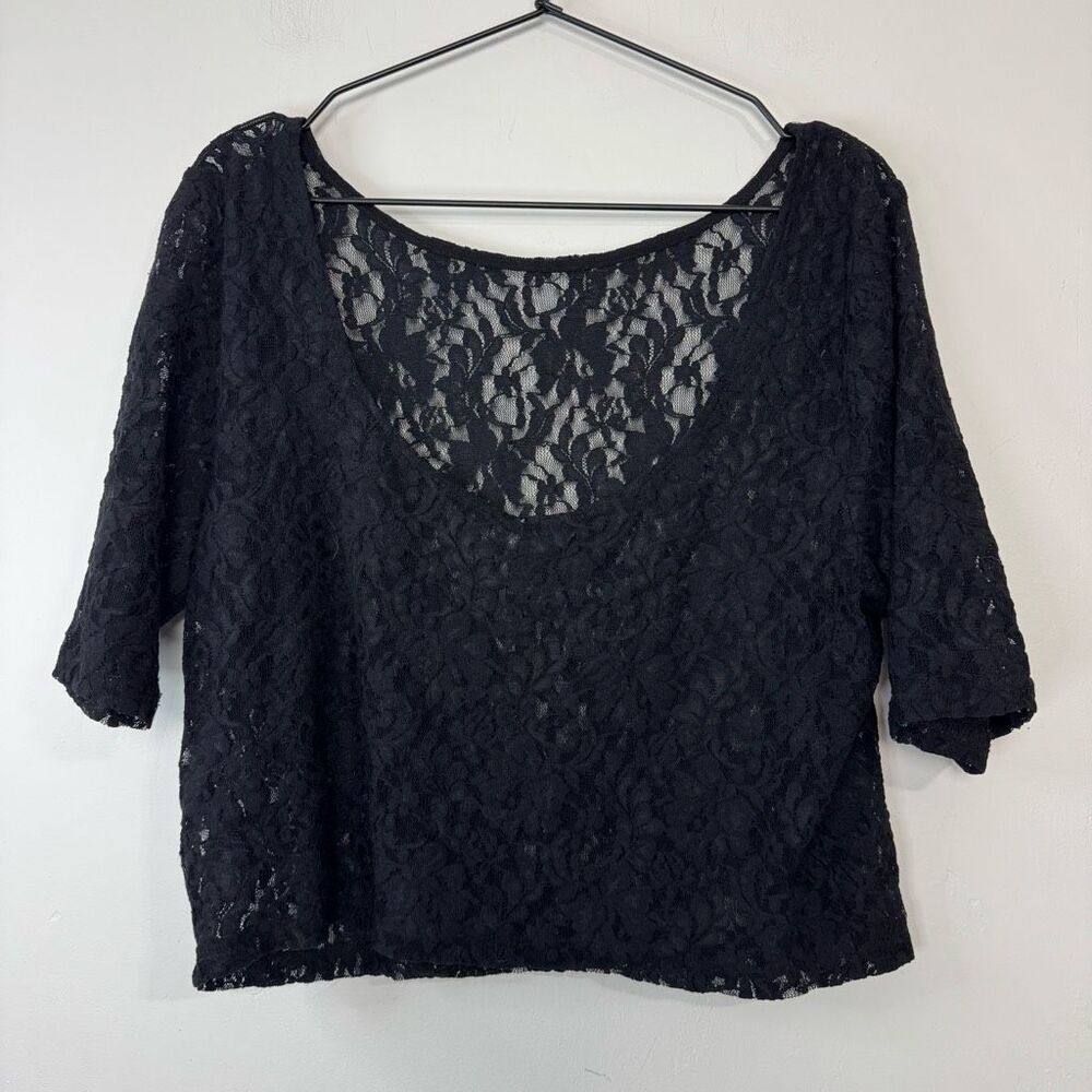 Anthropologie Lace Boat Neck Top XL - Picture 4 of 7